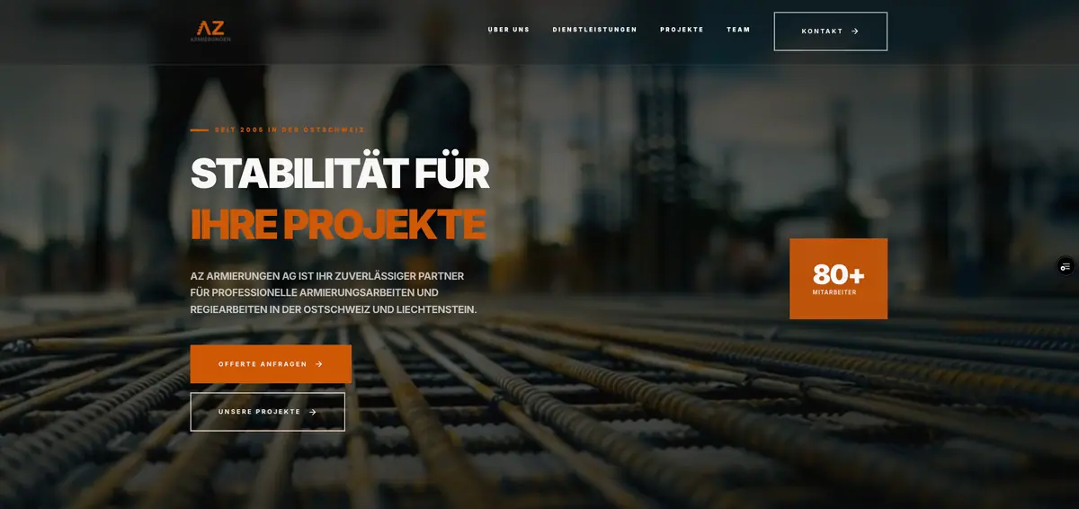 DACH construction website project by Panic Digital