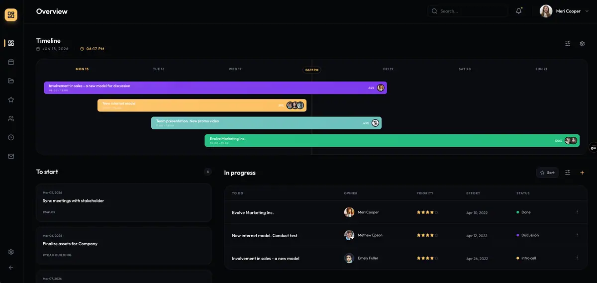 Web application dashboard project preview