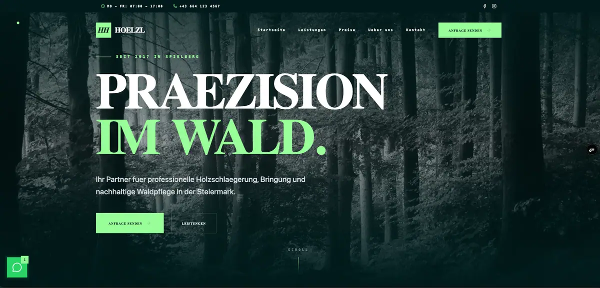 Austrian wood business website project preview